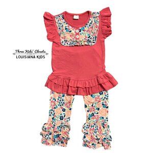Girls 4T Floral Ruffle Peplum Top & Pants Set